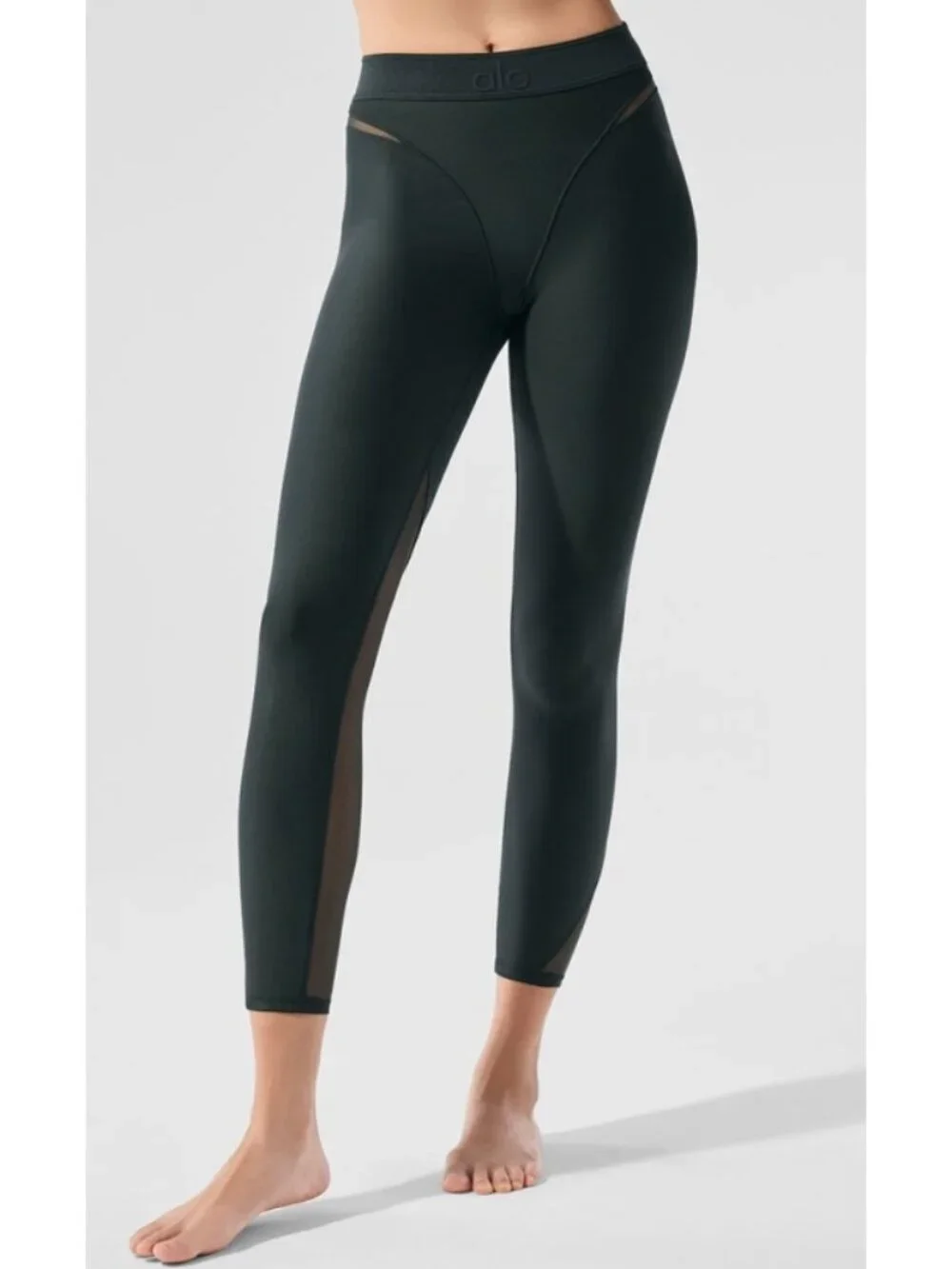 Alo Airlift High-Waist Rebel Legging Charcoal Green Mesh Cut-Outs Cutout Hi-Rise